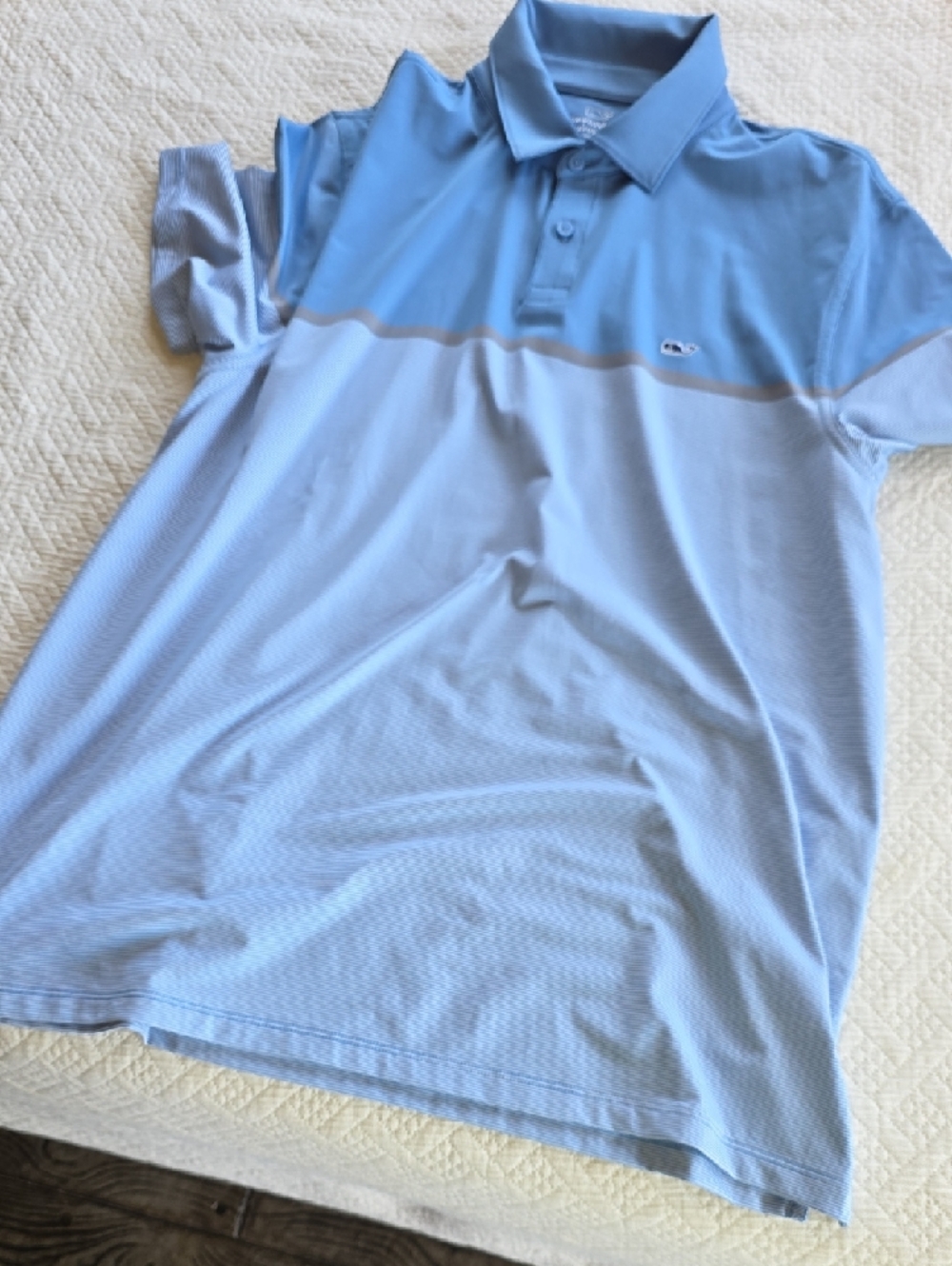 Vineyard Vines Light Blue Striped Polo Large